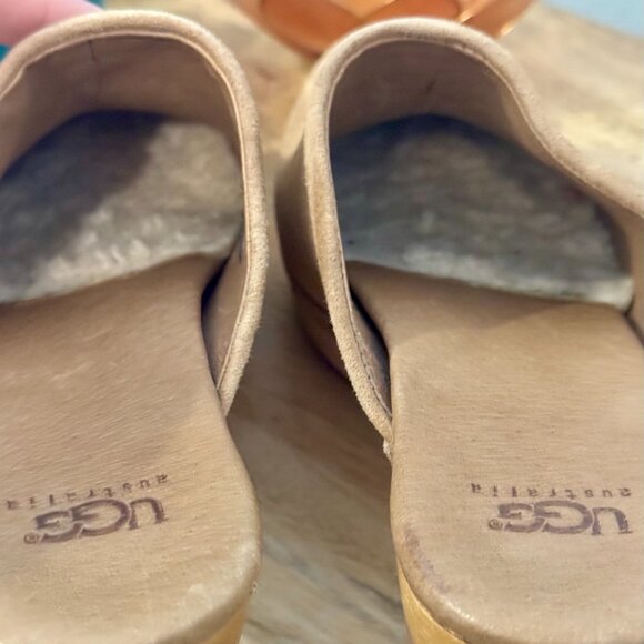 UGG Abbie Tan Suede Clogs, Studded, Sherpa Footbed – Women’s Size 8 - Picture 7 of 14